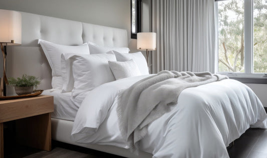 comforter and pillows and a blanket on a bed