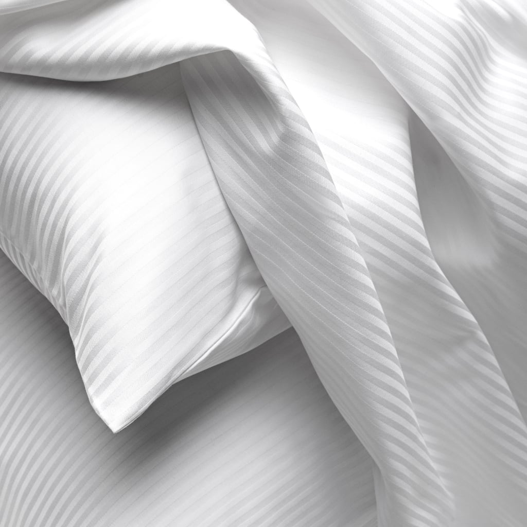 closeup of striped pillowcase
