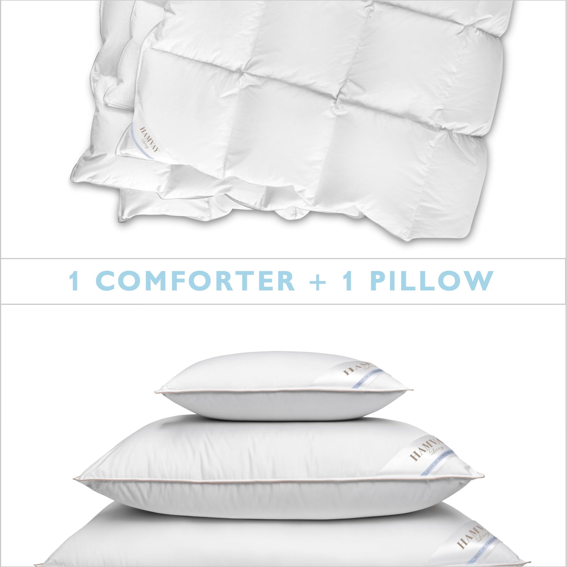Hungarian goose down pillow and comforter set