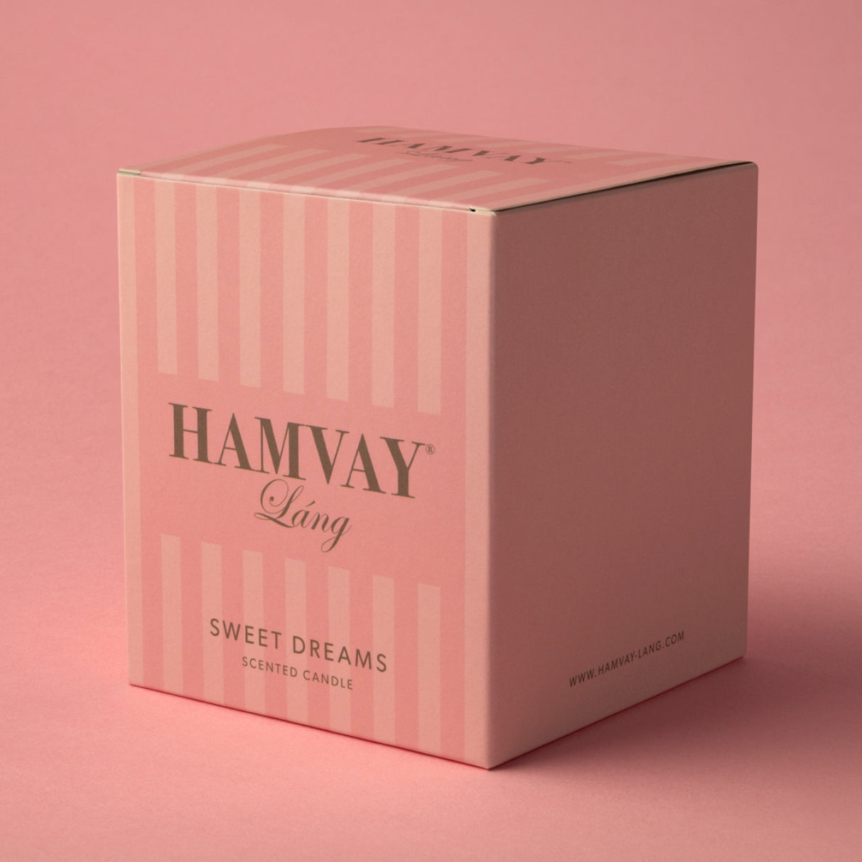 Hamvay-Láng candle pink box packaging