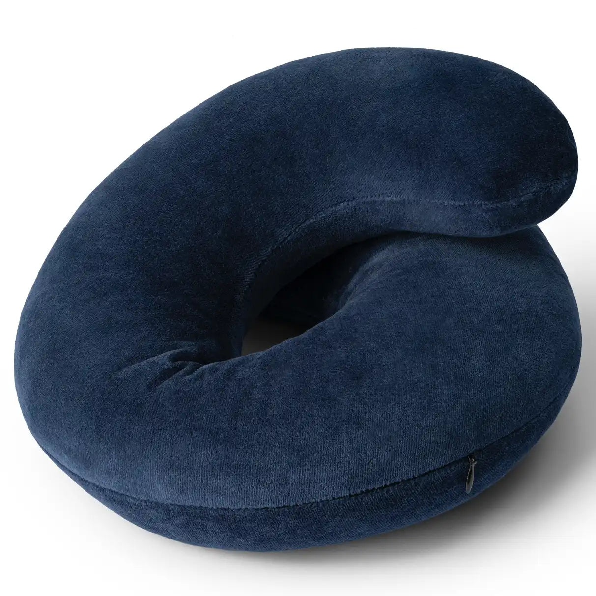 Blue neck pillow on a white background