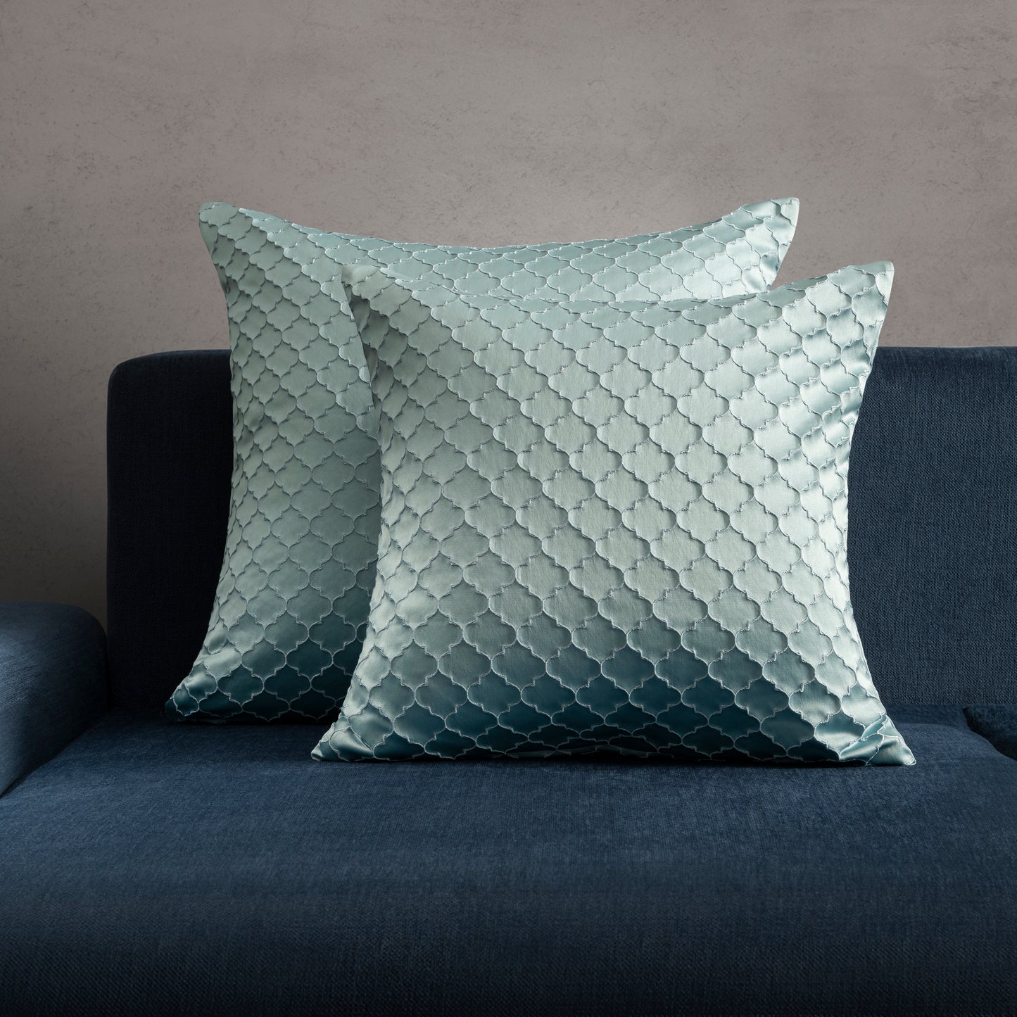 blue geometric patterned decorative pillows