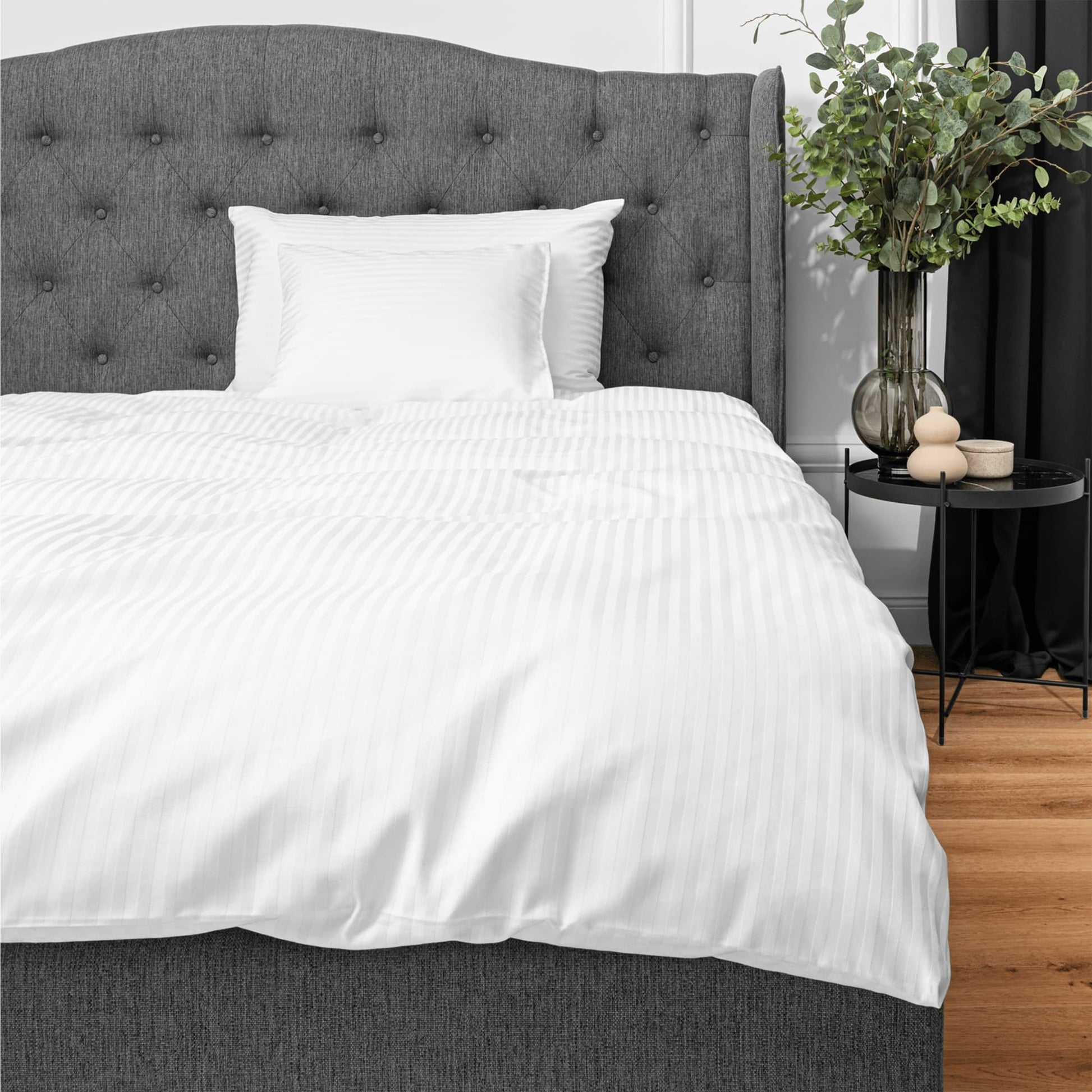 Luxury Sateen Stripe Pillowcase on Bed