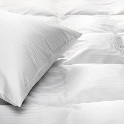 Luxury Sateen Stripe Pillowcase Look on Bed