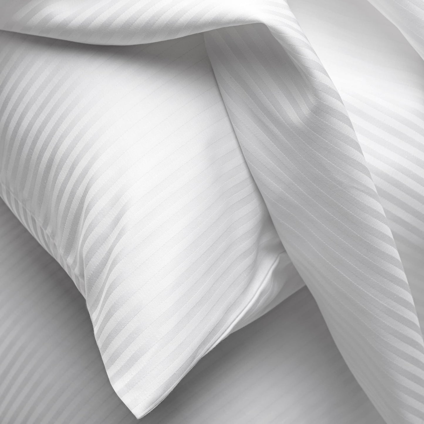 Luxury Sateen Stripe Pillowcase with Comforter