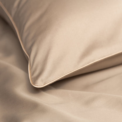 100% Sateen Cotton Pillowcase Egyptian Sand Closeup